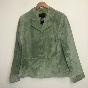 Vintage Brandon Thomas 100% Suede Jacket Women’s L Sage Green Blazer Western Y2K